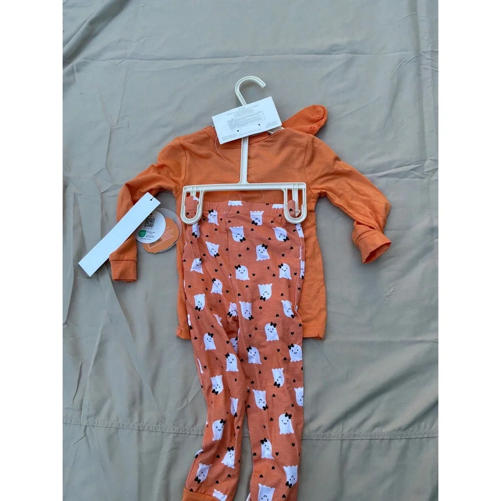 Halloween Toddler Milkberry Ghost Pajama Set 24M Orange